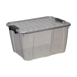 Boîte de rangement avec couvercle Home Box 30 litres - Gris