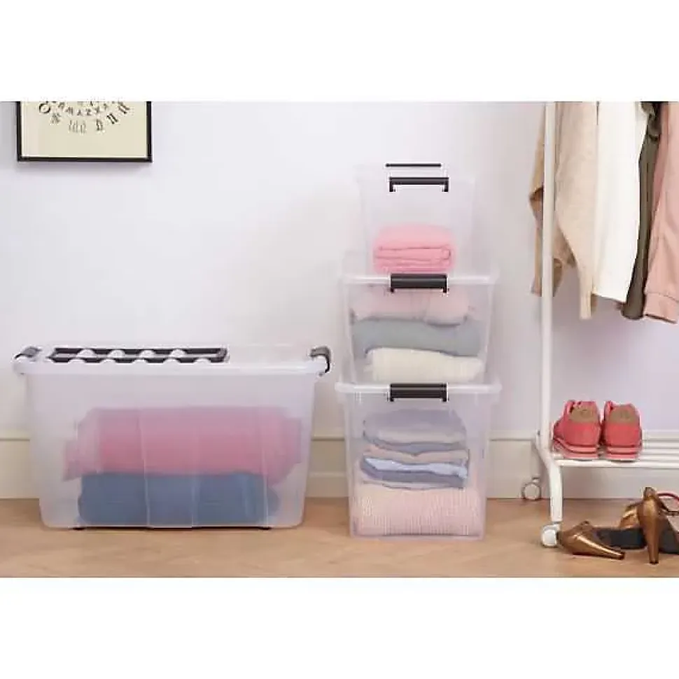 Boîte de rangement avec couvercle Home Box 30 litres - Gris