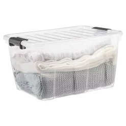 Boîte de rangement avec couvercle Home Box 30 litres - Transparent
