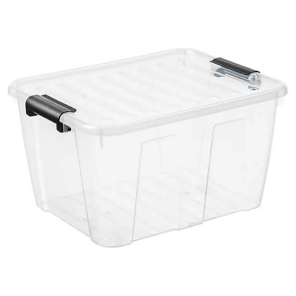 Boîte de rangement avec couvercle Home Box 30 litres - Transparent