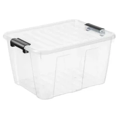 Boîte de rangement avec couvercle Home Box 30 litres - Transparent