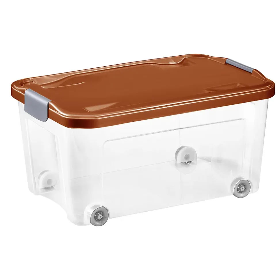 Boîte de rangement avec roulettes Tontarelli Combi Box 43 L couvercle terracotta vendue par 3 pièces