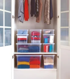 Boîte de rangement avec roulettes Tontarelli Combi Box 67 L couvercle bleu vendue par 3 pièces