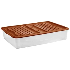 Boîte de rangement avec roulettes Tontarelli Underbed 56,4 l couvercle terracotta vendue par 2