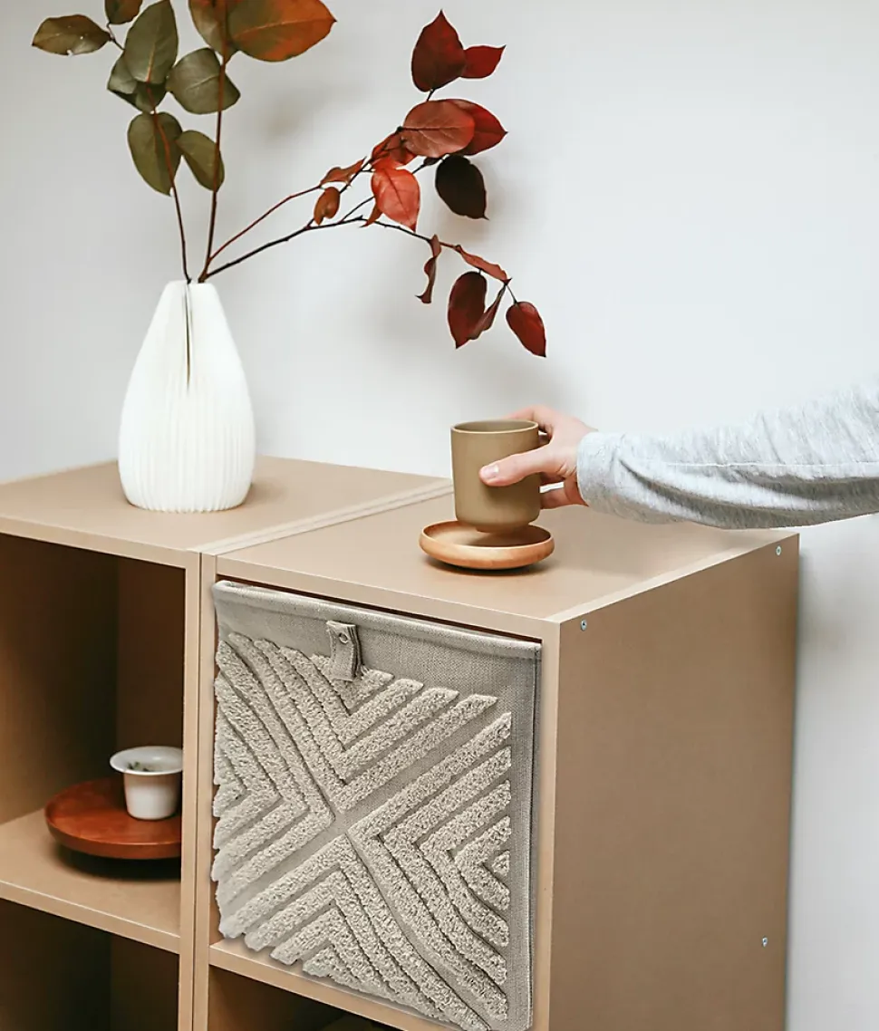 Boîte de rangement carrée en textile Mixxit motif étoile