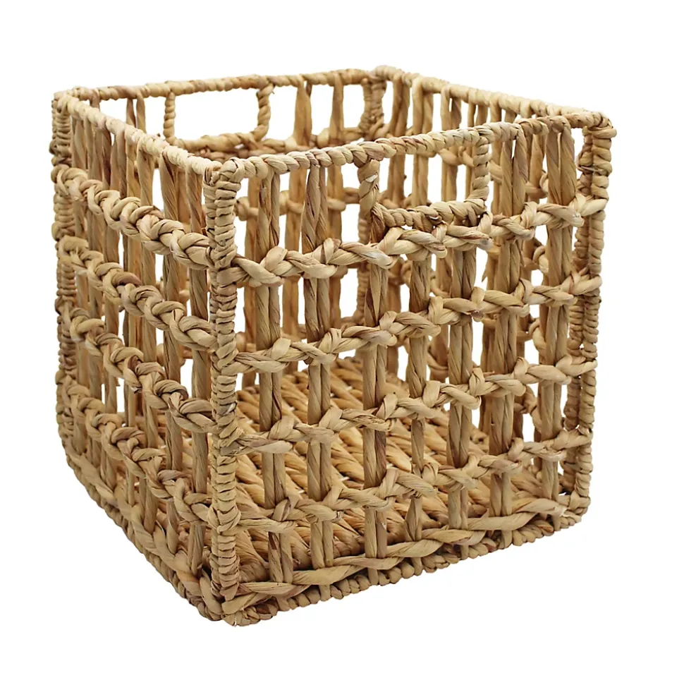 Boîte de rangement carrée en jacinthe d'eau tressé façon cage Mixxit