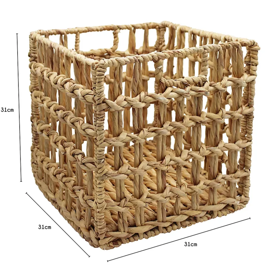 Boîte de rangement carrée en jacinthe d'eau tressé façon cage Mixxit
