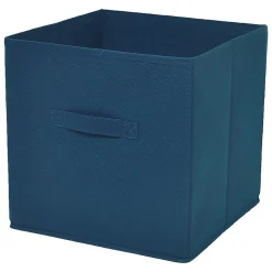 Boîte de rangement carrée en textile Mixxit coloris bleu canard