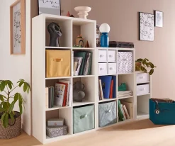 Boîte de rangement carrée en textile Mixxit coloris bleu canard