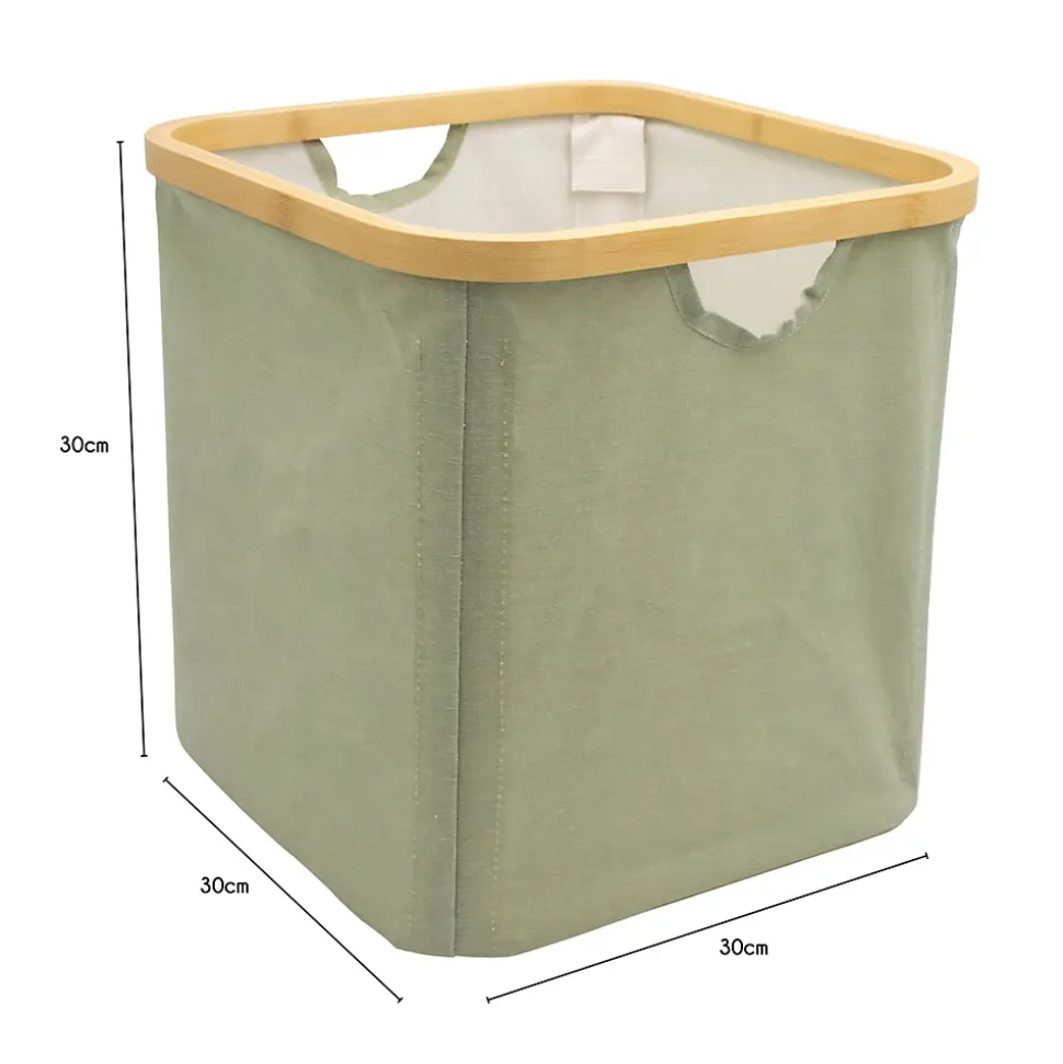 Boîte de rangement carrée en polycoton avec cadre Mixxit kaki