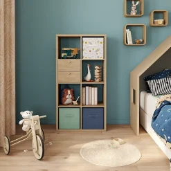 Boîte de rangement carrée en textile Mixxit coloris vert clair