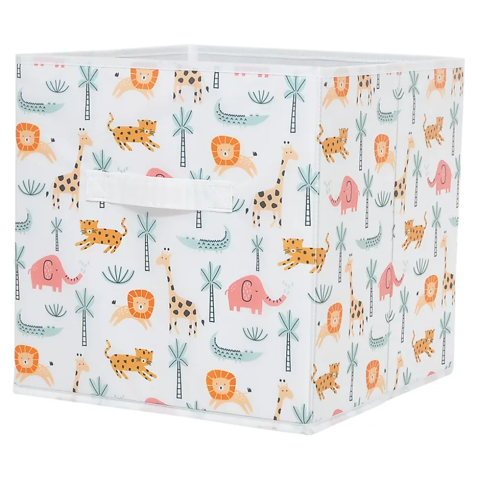 Boîte de rangement carrée en textile Mixxit motif savane