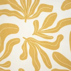 Boîte de rangement carrée en polycoton avec cadre Mixxit motif feuilles blanc et jaune