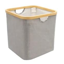 Boîte de rangement carrée en polycoton avec cadre Mixxit gris