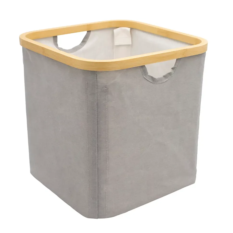 Boîte de rangement carrée en polycoton avec cadre Mixxit gris