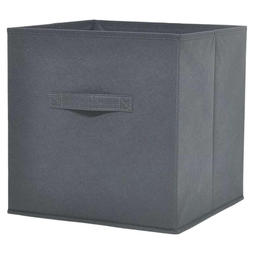 Boîte de rangement carrée en textile Mixxit coloris gris foncé