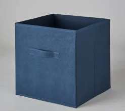 Boîte de rangement carrée en textile Mixxit coloris bleu marine