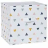 Boîte de rangement carrée en textile Mixxit motif triangles