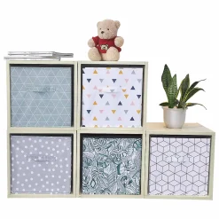 Boîte de rangement carrée en textile Mixxit motif triangles