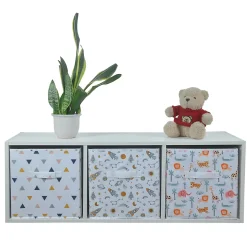 Boîte de rangement carrée en textile Mixxit motif triangles