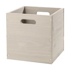 Boîte de rangement carrée en pin massif Vitoria Mixxit coloris taupe