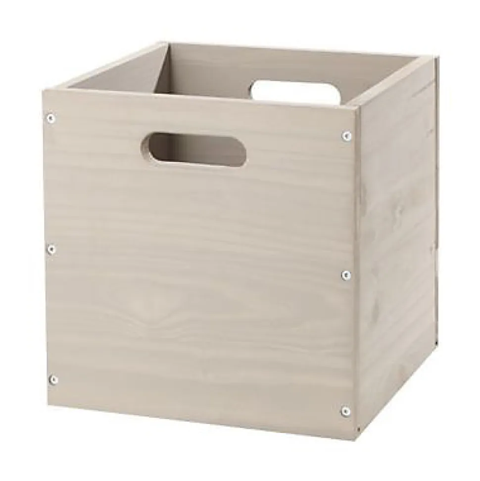 Boîte de rangement carrée en pin massif Vitoria Mixxit coloris taupe