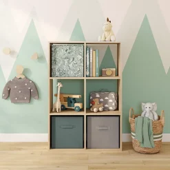 Boîte de rangement carrée en textile Mixxit coloris vert motif jungle