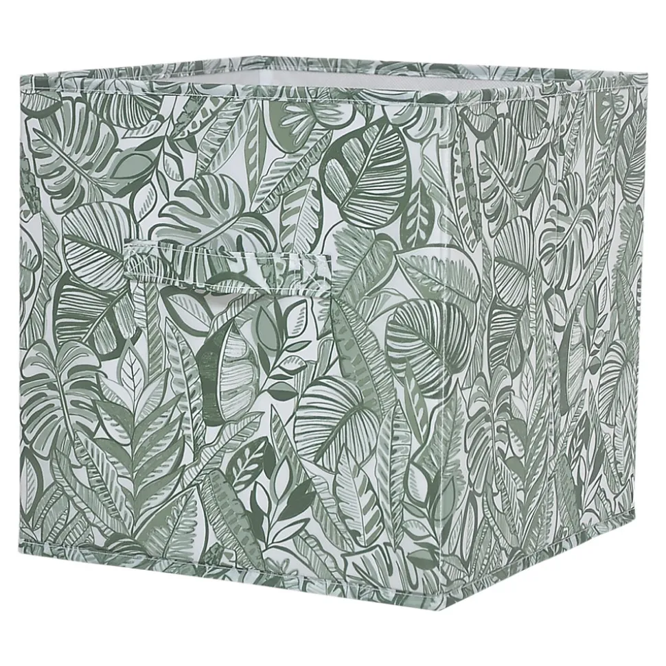Boîte de rangement carrée en textile Mixxit coloris vert motif jungle