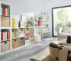Boîte de rangement carrée en plastique Mixxit coloris blanc