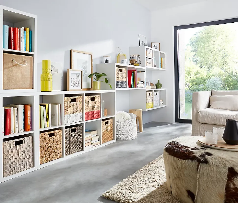 Boîte de rangement carrée en plastique Mixxit coloris blanc