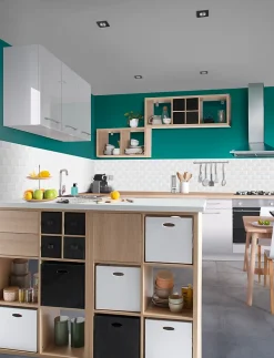 Boîte de rangement carrée en plastique Mixxit coloris blanc