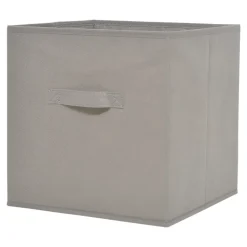 Boîte de rangement carrée en textile Mixxit coloris taupe