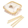 Boîte de rangement carrée en polycoton avec cadre Mixxit Hippolyte rose et blanc
