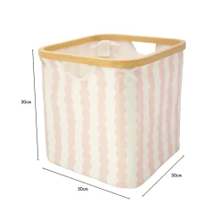 Boîte de rangement carrée en polycoton avec cadre Mixxit Hippolyte rose et blanc