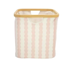 Boîte de rangement carrée en polycoton avec cadre Mixxit Hippolyte rose et blanc