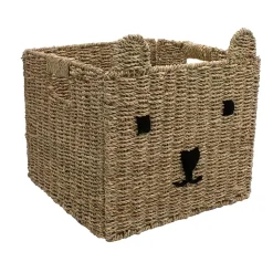 Boîte de rangement carrée en jonc de mer motif ourson Mixxit