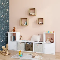 Boîte de rangement carrée en jonc de mer motif ourson Mixxit