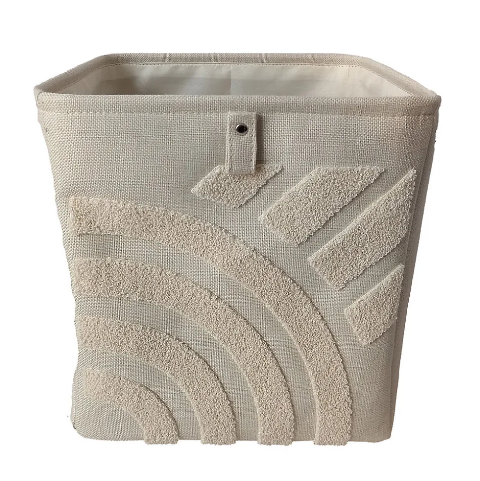 Boîte de rangement carrée en textile Mixxit motif soleil