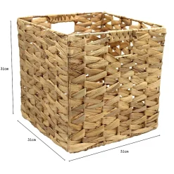 Boîte de rangement carrée en jacinthe d'eau tressé motif épais Mixxit