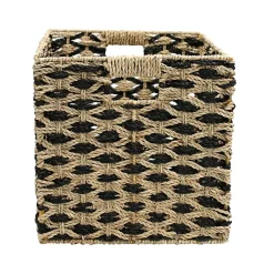 Boîte de rangement carrée en jonc de mer bicolore