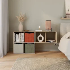 Boîte de rangement carrée en velours Mixxit coloris beige