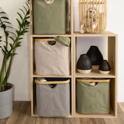 Boîte de rangement carrée en polycoton avec cadre Mixxit blanc