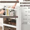 Boîte de Rangement Empilable 4 Bacs de Armoire avec Roues Verrouillables Commode Pliable en PP avec Portes