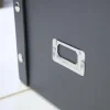Boîte de rangement en carton noir avec couvercle gris 35 x 28 x 18 cm