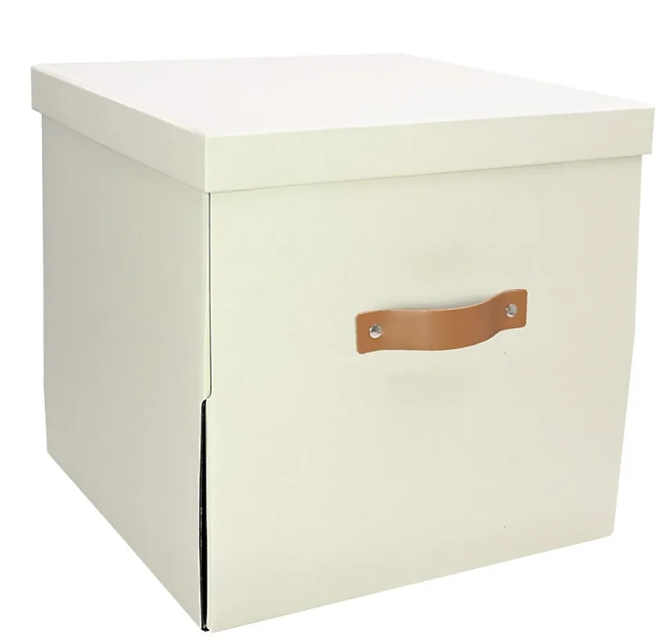Boîte de rangement en carton avec couvercle Mixxit blanc