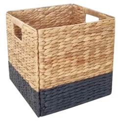 Boîte de rangement en fibre naturelle Mixxit coloris gris foncé