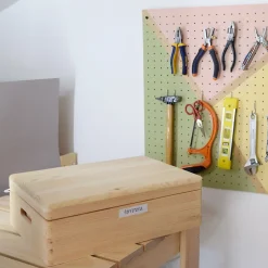Boîte de rangement en pin massif avec couvercle 14x40x30cm
