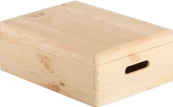 Boîte de rangement en pin massif avec couvercle 14x40x30cm