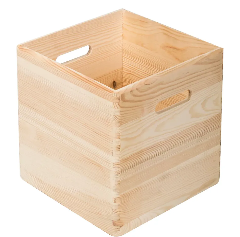 Boîte de rangement en pin massif sans couvercle 30x30x30cm