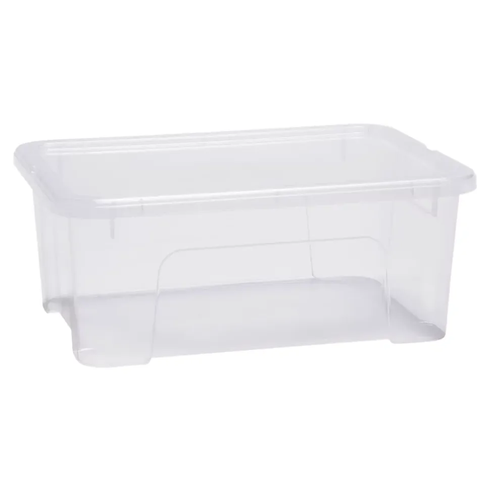 Boîte de rangement en plastique transparent 10L avec couvercle, GoodHome Kaze